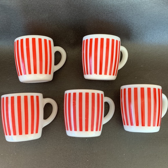 5 Hazel atlas, red and white striped coffee mugs - Picture 2 of 5